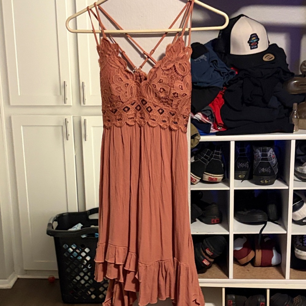 Wishlist Terracotta Lace High Low Dress